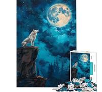 Puzzle de 1000 pièces pour Adultes « Le hurlement du Loup au Clair de Lune Jeu intellectuel Casse-tête Analyse et logique Cadeau pour Femmes et Hommes (Dimensions 75x50cm)