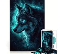 Puzzle de 1000 pièces pour Adultes Le Loup aux Yeux Bleus Un Jeu Amusant et Stimulant,idéal pour développer sa logique et se divertir Illustration scène de Noël (38x52cm)