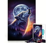 Puzzle de 1000 pièces pour Adultes Le Loup Hurlant à la Lune Un Jeu Amusant et Relaxant,découpé au Laser avec Une qualité supérieure,idéal pour Un Moment de Calme et d’Exercice Mental à la Maison