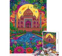 Puzzle de 1000 pièces pour adultes Le palais du Taj Mahal aux couleurs vibrantes Puzzle pour adolescents Jeux relaxants amusants et humoristiques Cadeaux uniques pour un anniversaire ou Noël (50x75cm)
