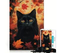 Puzzle de 1000 pièces pour Adultes « Le Regard du Chat en Automne » Jeu de réflexion Amusant et Complexe, pour se détendre et s'amuser,Cadeau d'anniversaire (50x75cm)