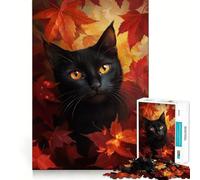Puzzle de 1000 pièces pour Adultes « Le Regard du Chat en Automne » Jeu de réflexion Artistique aux découpes précises,idéal pour Les Loisirs et Les Anniversaires (38x26cm)
