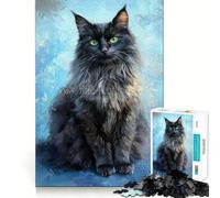 Puzzle de 1000 pièces pour Adultes Le Regard du Chat Noir Décoration soignée,Jeu cognitif et Amusant,Jeu de Paix,activité d'anniversaire (50x75cm)
