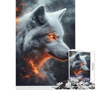 Puzzle de 1000 pièces pour Adultes Le Regard du Loup Flamboyant Jeu éducatif et Amusant pour Toute la Famille décoration Murale renforce Les Liens d'amour Entre Les Couples (50x75cm)