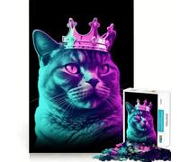 Puzzle de 1000 pièces pour Adultes Le Roi des Chats Jeu de logique et d'ajustement précis Jouet Amusant et Gratuit Cadeau d'anniversaire (50x75cm)