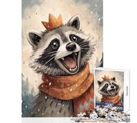 Puzzle de 1000 pièces pour Adultes « Le Roi Raton Laveur Heureux en Hiver » Décoration d'intérieur Jouet pour se détendre et renforcer Les Liens Amoureux Dimensions 38x26cm