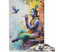 Puzzle de 1000 pièces pour adultes "Le Seigneur Krishna jouant de la flûte", jeu de puzzles familiaux, puzzles en papier, défi pour l'esprit, puzzle de 1000 pièces (38 x 26 cm).