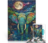 Puzzle de 1000 pièces pour Adultes L'éléphant, Le Roi de la forêt Fait de Bois pour Les 14 Ans et Plus Jeux éducatifs Décoration d'intérieur Cadeaux du Père Noël Secret。Taille：50x75cm