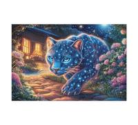 Puzzle De 1000 Pièces pour Adultes Léopard Bleu Galaxie Ciel étoilé 1000 PCS 75x50cm Œuvre d'art Décoration Murale Décoration Personnalisée Unique pour Salon Chambre Cadeau
