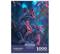 Puzzle De 1000 Pièces pour Adultes Leopard Cats in Neon Light Puzzle, Jouet, Décoration Murale, mais Aussi Amusant Et Humoristique, Activités À La Maison, 70x50cm/1000pcs