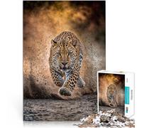 Puzzle de 1000 pièces pour Adultes Léopard en Pleine Course Entraînez Votre Cerveau et Vos Mains Jeu de défi Unique 38x26cm