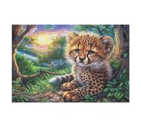 Puzzle De 1000 Pièces pour Adultes Léopard Fleur Jungle 75x50cm Carton Épais Résistant Impression HD Anti-Stress Idéal pour Loisir À La Maison Soirées Familiales