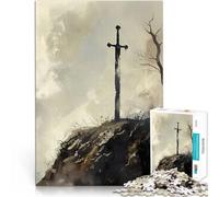 Puzzle de 1000 pièces pour Adultes L'Épée du Chevalier Solitaire Difficile Difficile Jeu éducatif pour Anniversaire, Noël 52x38cm