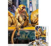 Puzzle de 1000 pièces pour Adultes Les singes de Manhattan Jeu Manuel Stimulant la mémoire et Anti-Stress Collection d'artistes Beaux-Arts (50x75cm)