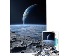 Puzzle de 1000 pièces pour Adultes Lever de Terre Depuis la Surface de la Lune Décoration Murale Anti-Stress Cadeau d'anniversaire ou de Voyage (50x75cm)