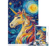 Puzzle de 1000 pièces pour Adultes Licorne vibrante dans Une Nuit étoilée Jeu Impossible Défi Difficile Jouet à Monter soi-même Renforce l'amour Entre Les Couples (38x52cm)