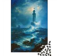 Puzzle De 1000 Pièces pour Adultes Lighthouse in Stormy Sea-2 Puzzle, Jouet, Décoration Murale, Difficile Et Stimulant 38x26cm/1000pcs