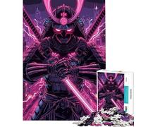 Puzzle de 1000 pièces pour Adultes L'imagination d'un samouraï dans Un Paysage Urbain néon Jeu Manuel pour Adultes décoration Murale défi éducatif (38x26cm)