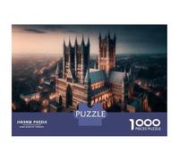 Puzzle De 1000 Pièces pour Adultes Lincoln Cathedral Gothic Architecture Puzzle Adulte Jeu Familial Anti-Stress Jeu Stimulant Cadeaux 52x38cm/1000pcs
