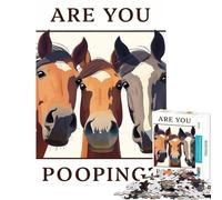 Puzzle de 1000 pièces pour Adultes L'invasion des Chevaux dans la Salle de Bain Jeu éducatif et ludique en Famille Niveau de difficulté Difficile Idée Cadeau pour Un Père Noël Secret (50x75cm)