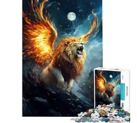 Puzzle de 1000 pièces pour Adultes : Lion ailé Rugissant au Clair de Lune Un défi Difficile à relever pour Toute la Famille Jeu Amusant à partir de 14 Ans 38x26cm