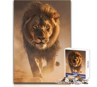 Puzzle de 1000 pièces pour Adultes - Lion chassant Un prédateur - Apaisant et Relaxant - Jeu de précision - Dimensions:38x52cm