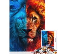 Puzzle de 1000 pièces pour Adultes Lion de feu et de Glace Jeu de Construction Idée Cadeau et Divertissement Jeu de détente Renforce l'amour au Sein du Couple Dimensions 38x26cm