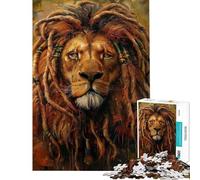 Puzzle de 1000 pièces pour Adultes Lion Rastafari Jamaïque Jeu Manuel de précision Activités Amusantes à la Maison (Dimensions 38x52cm)
