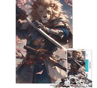 Puzzle de 1000 pièces pour Adultes Lion Samouraï Guerrier Jeu de réflexion Jouet éducatif Cadeau d'anniversaire Analyse et logique (Dimensions 38x52cm)