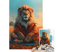 Puzzle de 1000 pièces pour Adultes Lion Zen Méditation Défi intellectuel Jeu addictif Décoration Murale (Dimensions 38x26cm)