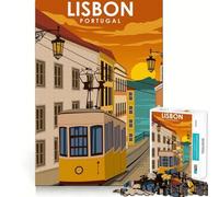 Puzzle de 1000 pièces pour Adultes Lisbonne,Portugal Tramway Découpe Parfaite Jeu de Concentration Amusant pour Un Moment de détente et de détente Cadeau d'anniversaire ou de Loisir
