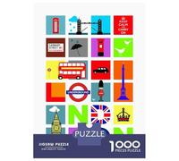 Puzzle De 1000 Pièces pour Adultes London Icons Travel Puzzle pour Adultes, Jeu De Réflexion, Assemblage De Motifs, Difficile Et Stimulant 52x38cm/1000pcs