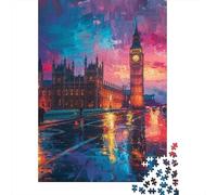 Puzzle De 1000 Pièces pour Adultes London Night Lights Reflection-2 Puzzle Casse-tête Jeu De Rapidité Activités Amusantes À La Maison 38x26cm/1000pcs