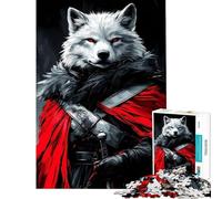 Puzzle de 1000 pièces pour Adultes Loup Blanc Guerrier Jeu de Construction et de Manipulation Décoration idéale Cadeau Parfait pour Toute la Famille (Dimensions 75x50cm)
