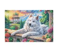 Puzzle De 1000 Pièces pour Adultes Loup Blanc Pavillon de Jardin 75x50cm Activité Team Building pour Collègues De Bureau Jeu De Groupe Amusant Améliore La Collaboration