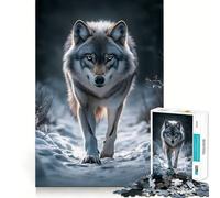 Puzzle de 1000 pièces pour Adultes Loup dans la forêt enneigée Un Jeu Amusant et Relaxant,découpé au Laser avec Une qualité supérieure,idéal pour se détendre et Faire Travailler Ses méninges