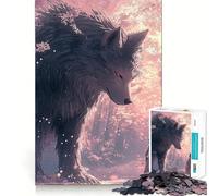 Puzzle de 1000 pièces pour Adultes Loup et Fille dans la forêt (38x52cm) Jeu de mémoire et de Concentration,sans Espace,Format Compact,idéal pour des Moments de Jeu en Famille