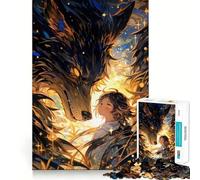 Puzzle de 1000 pièces pour Adultes Loup et Fille Jeu de réflexion et d'exercice Ajustement Parfait Activité de Partage et de complicité pour Les Proches (38x52cm)