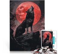 Puzzle de 1000 pièces pour Adultes Loup Hurlant à la Lune de Sang Jeu Familial pour et Car C'est Un pour Toute la Famille 50x70cm