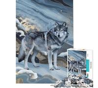 Puzzle de 1000 pièces pour Adultes Loup Kintsugi dans la Toundra glacée Activités Amusantes à la Maison améliore la mémoire Jeu éducatif adapté aux 14 Ans et Plus (38x52cm)