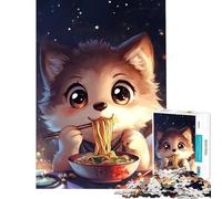 Puzzle de 1000 pièces pour Adultes Loup Mignon Mangeant des Nouilles Jeu de Puzzle pour Adolescents et familles Décoration intérieure Difficile et Stimulant (Dimensions 38x52cm)