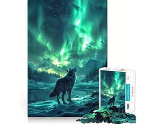 Puzzle de 1000 pièces pour Adultes Loup Noir Hurlant Décoration soignée,Jeu cognitif Amusant,Jeu de Paix,activité d'anniversaire (50x75cm)