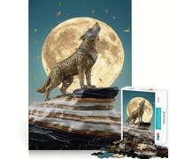Puzzle de 1000 pièces pour Adultes Loup orné Hurlant à la Lune, Un Jeu Stimulant et Amusant à Partager, de Haute qualité et Un Cadeau Exquis (38x26cm)