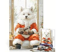 Puzzle de 1000 pièces pour Adultes Loup, Père Noël, Salle de Bain, Lecture Idéal pour Un entraînement Mental, Un Moment de détente et de Calme Cadeau de Noël Parfait (38x52cm)