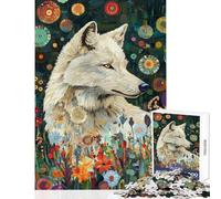Puzzle de 1000 pièces pour Adultes Loup Vibrant en Fleurs Jeu Impossible Défi Difficile Jouet à Monter soi-même Renforce l'amour Entre Les Couples (38x26cm)