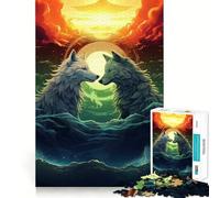 Puzzle de 1000 pièces pour Adultes Loups au Clair de Lune Un Jeu Amusant et Relaxant,découpé au Laser avec Une qualité supérieure,idéal pour Un Moment de Calme et d’Exercice Mental 50x75cm