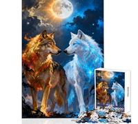 Puzzle de 1000 pièces pour Adultes Loups de feu et de Glace Jeu éducatif Cadeau d'anniversaire idéal pour renforcer Les Liens Amoureux Dimensions 50x75cm