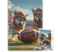 Puzzle de 1000 pièces pour Adultes - Loups et Football américain à l'ancienne - Jeu Stimulant - Idée Cadeau - Dimensions : 38x52cm