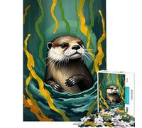 Puzzle de 1000 pièces pour Adultes Loutre dans Les algues Jeu éducatif défi décoration Cadeau (Dimensions 38x26cm)