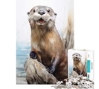 Puzzle de 1000 pièces pour Adultes Loutre de mer à l'aquarelle Jeu éducatif et intellectuel Cadeau d'anniversaire Défi Difficile (Dimensions 38x52cm)